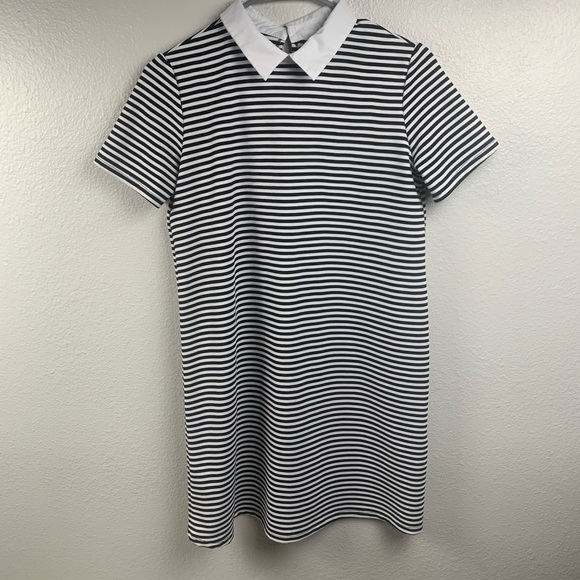 Zara Dresses & Skirts - ZARA BLACK & WHITE STRIPED DRESS PETER PAN COLLAR
